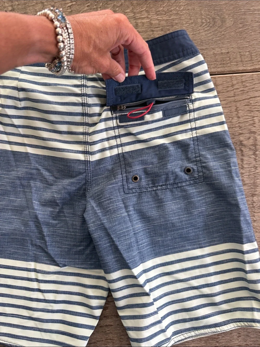 RVCA Navy and Cream Striped Boy’s Hybrid Shorts